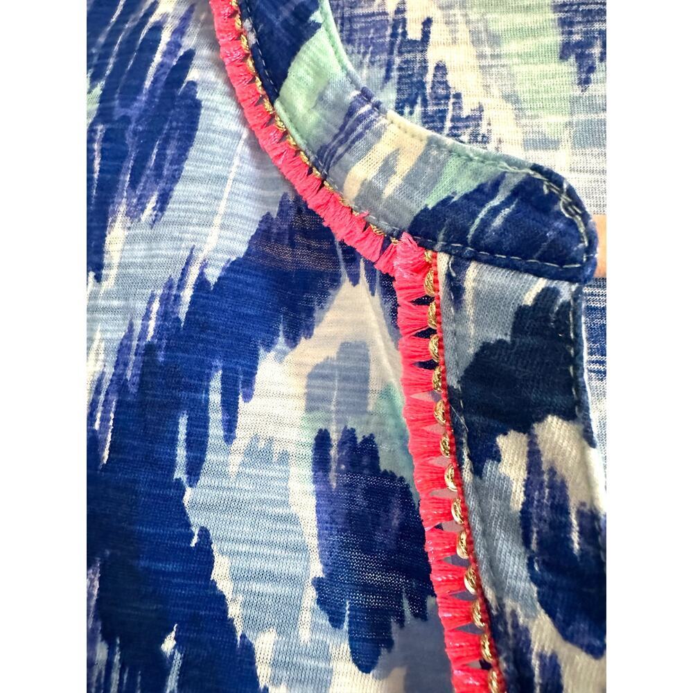LILLY PULITZER Karissa Cotton Knit Tunic Blue Swish Fringe Trim Preppy - Small - Picture 5 of 7